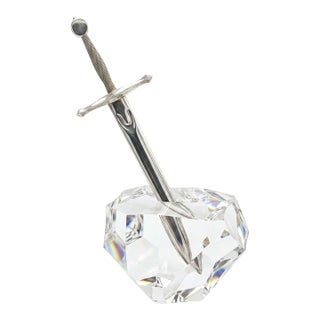Steuben Excalibur Sword in the Stone Crystal Sculpture For Sale