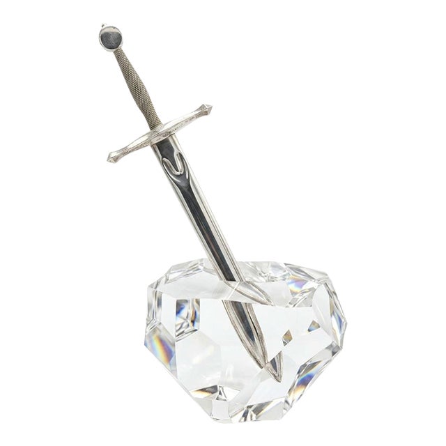 Steuben Excalibur Sword in the Stone Crystal Sculpture For Sale