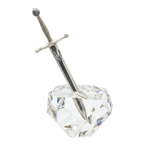 Steuben Excalibur Sword in the Stone Crystal Sculpture