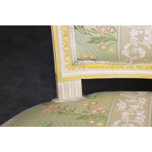 Cream French Louis XVI Style Paint Decorated Settee For Sale - Image 8 of 13