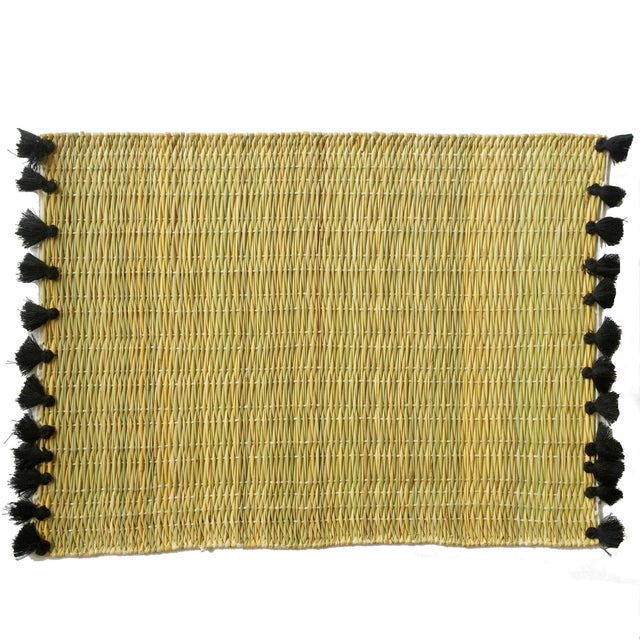 Lola Placemat With Tassel, Set of 2 Black For Sale - Image 4 of 4