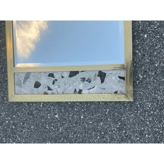 Mid 20th Century Terrazzo Brass Frame Mirror For Sale In West Palm - Image 6 of 7