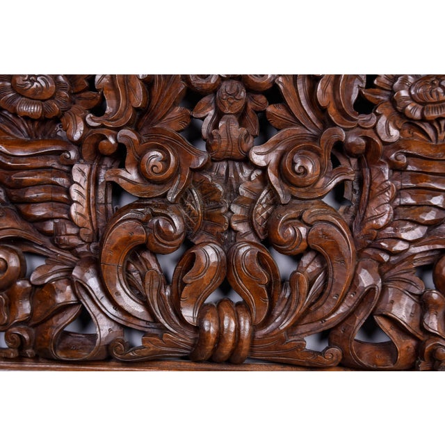 Wood Large Early 20th Century Intricately Hand Carved Walnut Panel For Sale - Image 7 of 11
