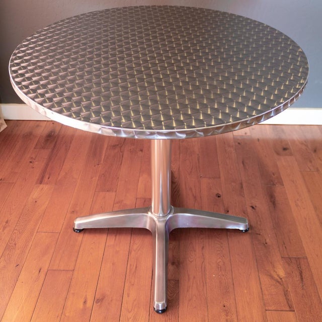 Round Dining or Bistro Pedestal Table Steel and Chrome Mid Century