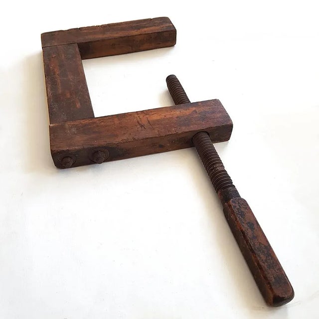 Large Antique Wooden Clamp For Sale - Image 5 of 8