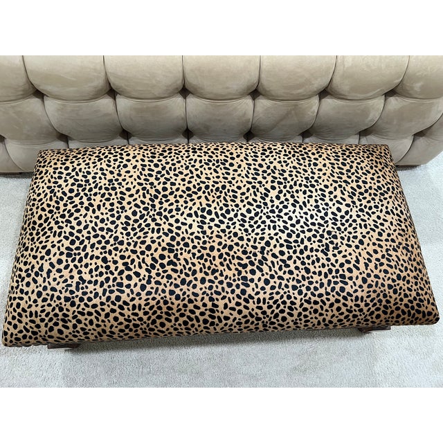 Kreiss, Beautiful Night Stand, Like New, Leopard Fabric with Gold Nail Heads