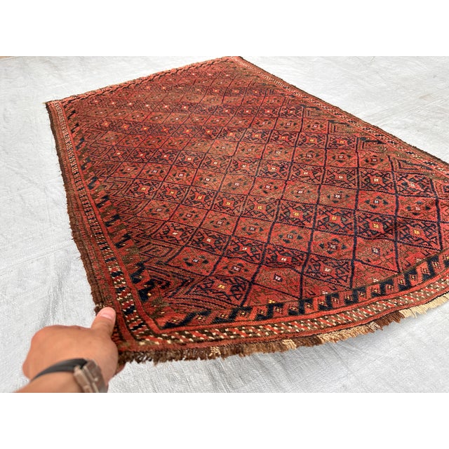 Tribal Antique Yomut Turkmen Diamond Lattice Tribal Rug - 4'10" X 3'1" For Sale - Image 3 of 9