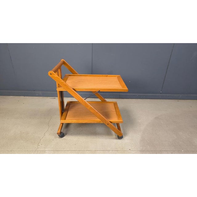 Vintage Italian Foldable Wooden Serving Cart, 1980s For Sale - Image 15 of 18