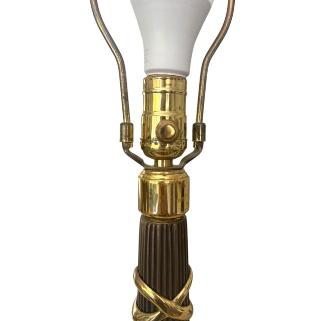 1990s 1990s Top Brass Neoclassical Solid Brass Column Table Lamps - a Pair For Sale - Image 5 of 13