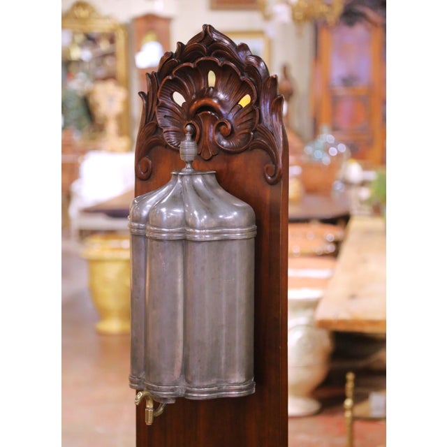 French 18th Century French Louis XV Pewter Lavabo Fountain With Walnut Stand For Sale - Image 3 of 14