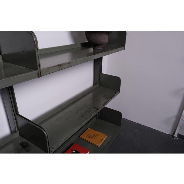 Gray Industrial Bookcase in Iron, 1960s For Sale - Image 8 of 13