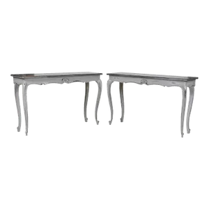 Pair Console Tables Louis XV Style Foux Painted France c.a. 1900’s