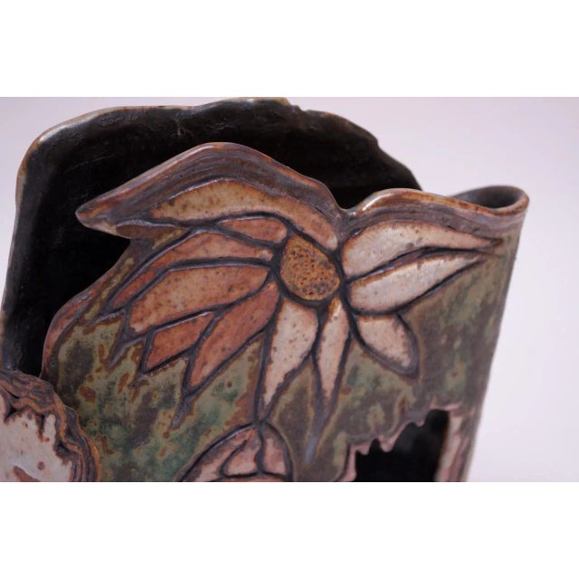 1974 Studio Stoneware Floral Vase by Pollack For Sale - Image 9 of 13