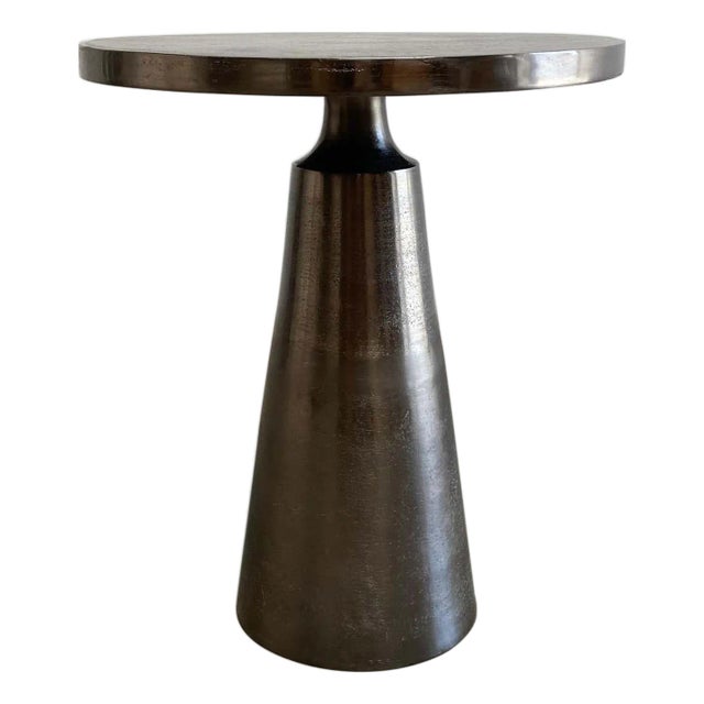 Modern Style Side Table in Antique Pewter With Aged Patina For Sale