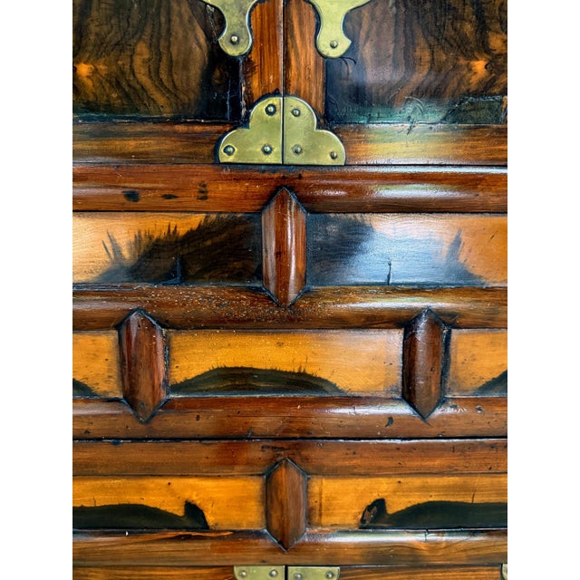 Antique Korean Two-Level Storage Chest Ich’ung Nong with Persimmon Panels For Sale - Image 4 of 18