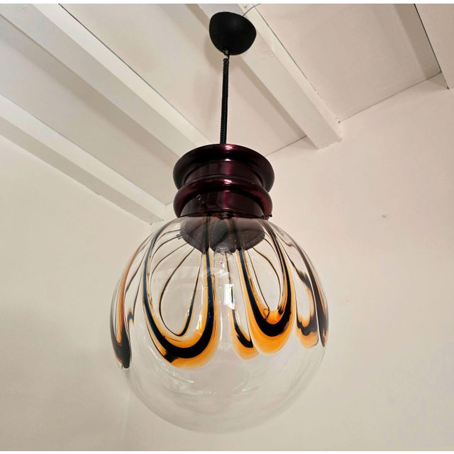 1970s Mid Century Modern Murano Glass Pendant Chandelier, Italy For Sale - Image 4 of 12