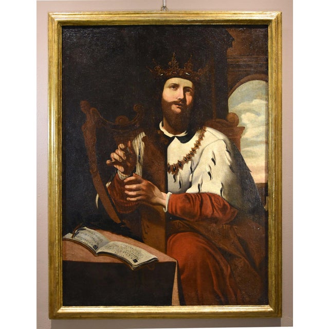 Ignacio de ríes (seville, 1612 - seville, 1661) attributed king david playing the harp oil on canvas 137 x 102 cm - framed...