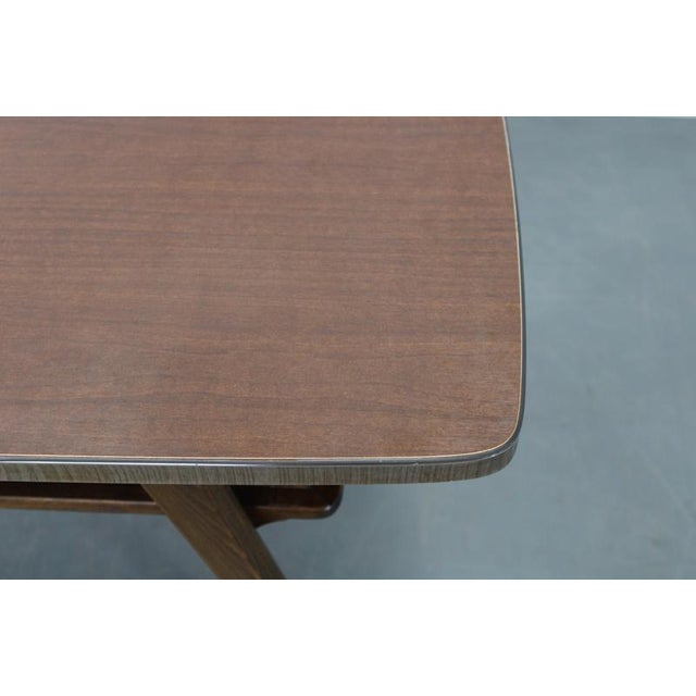 Wood Mid-Century German Coffee Table with Rattan Shelf and Brass Legs, 1960s For Sale - Image 7 of 14