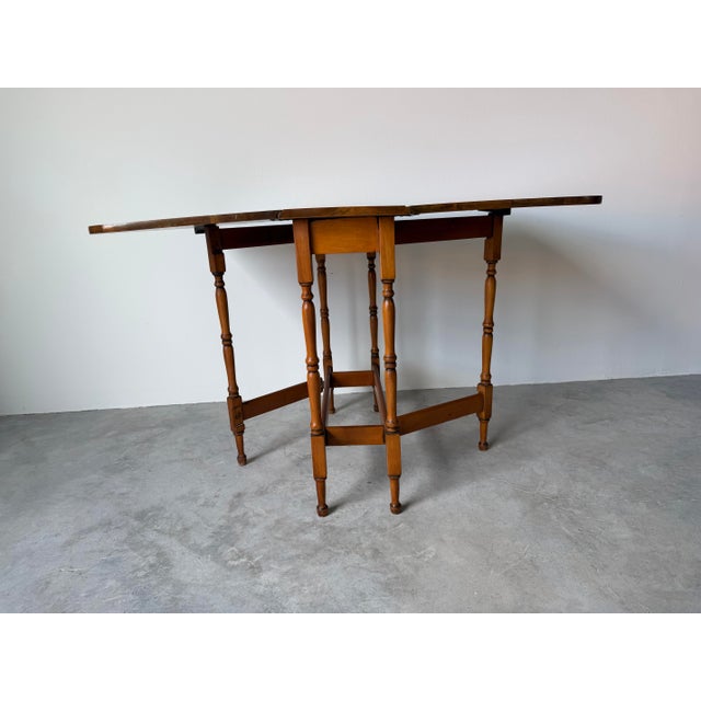 Vintage American Solid Cherry Wood Drop-Leaf Breakfast Dining Table For Sale - Image 9 of 11