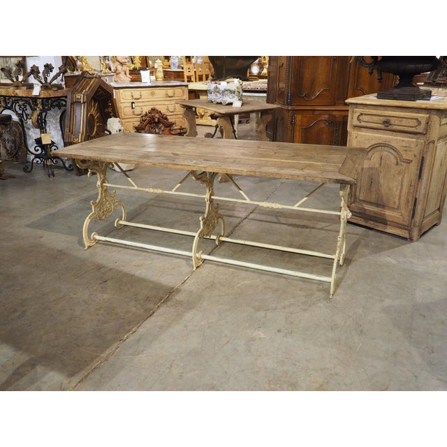 Antique French Painted Cast Iron and Oak Table From Alsace, Circa 1900 For Sale - Image 10 of 18