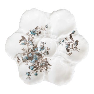 Antique 19th Century French Limoges Porcelain Floral Oyster Plate For Sale