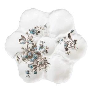 Antique 19th Century French Limoges Porcelain Floral Oyster Plate