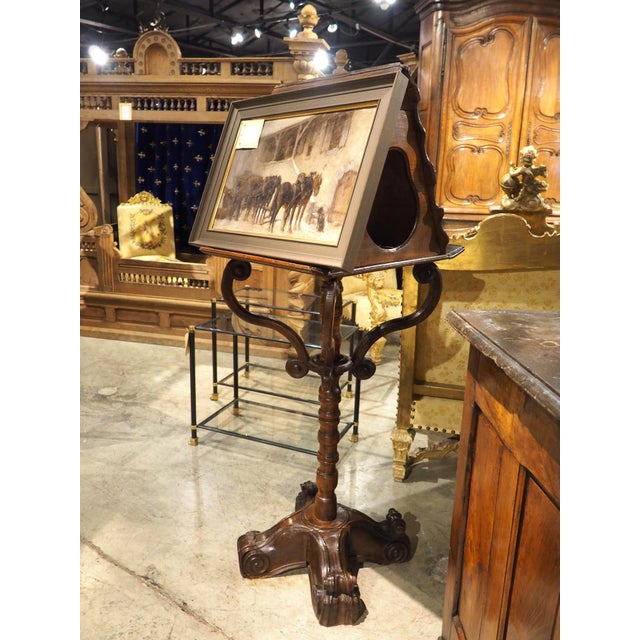 Early 18th Century Antique French Double Music Lectern in Carved Walnut and Pine, Circa 1700 For Sale - Image 5 of 12