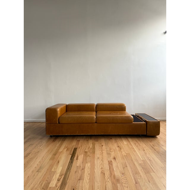 Animal Skin Daybed Sofa in Caramel Leather Upholste by Tito Agnoli, Cinova, 1960s For Sale - Image 7 of 10