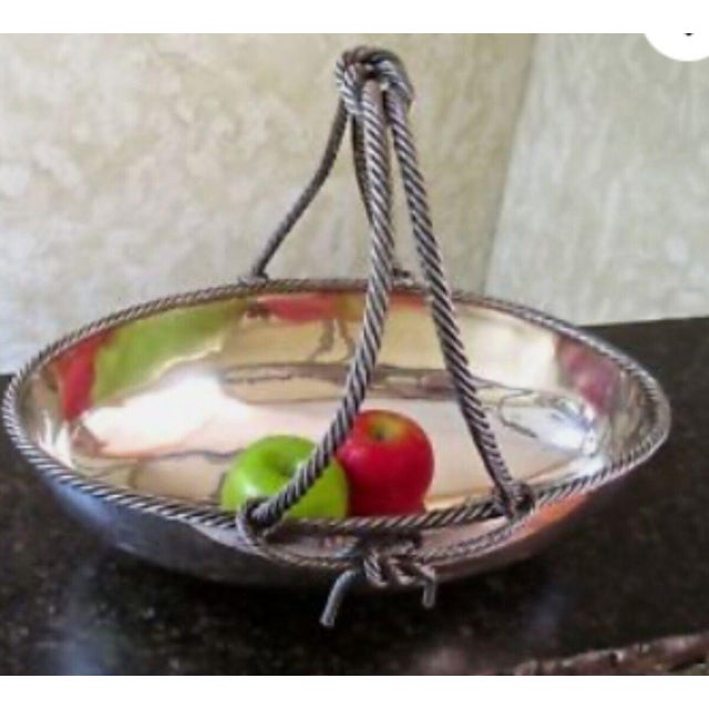 Traditional 1930s Egidio Broggi Corded Large Silverplate Basket For Sale - Image 3 of 5