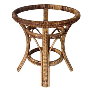 Vintage Rattan Dining Table Base, Mid 20th Century, Boho, Hollywood Regency For Sale