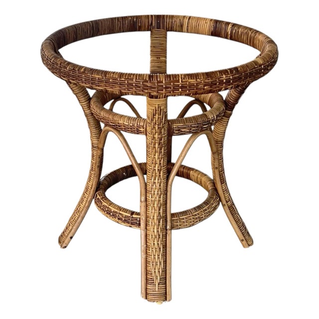 Vintage Wrapped Rattan Dining Table Base For Sale