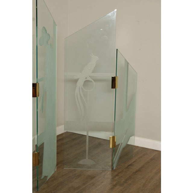 1980's Art Deco Style Glass Four-Panel Room Divider For Sale In Philadelphia - Image 6 of 12