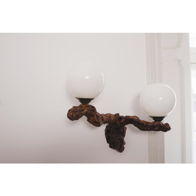 Brown Vintage Brutalist Double Globe Lighting Wall Light, 1950s For Sale - Image 8 of 18