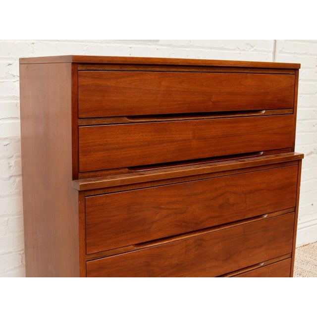 Five Drawer Mid Century Highboy Sleek For Sale - Image 12 of 12