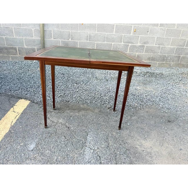 Antique Federal Style Petite Sized Inlaid Flip Top Game Console Table For Sale - Image 18 of 18