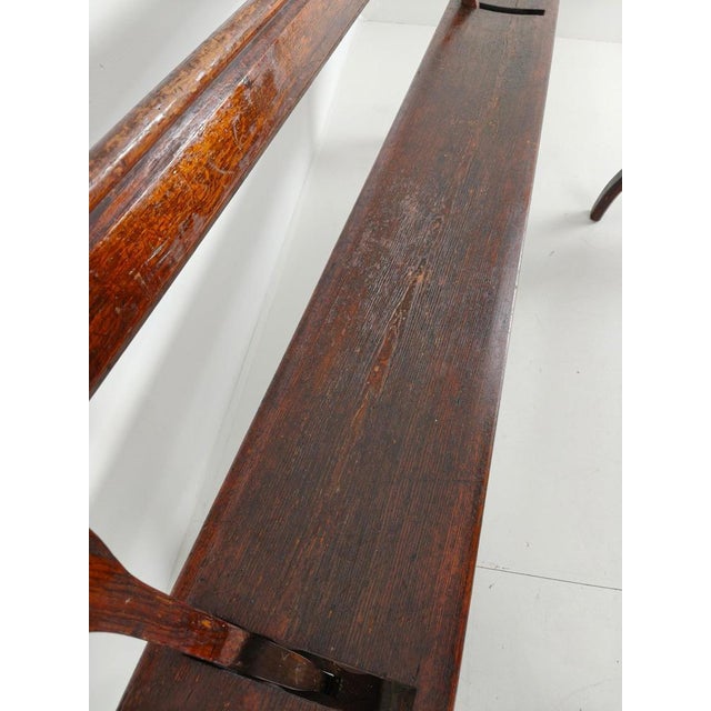 Victorian Pitch Pine Railway Bench For Sale - Image 4 of 17