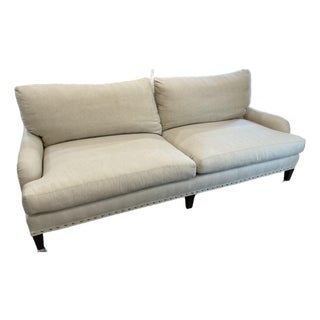 Lee Industries Ivory Herringbone Sofas With Down-Filled Cushions — Pair For Sale