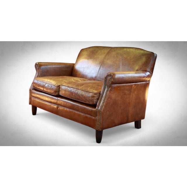 Small Gordon 2 Seater Sofa in Antique Whisky Cigar Leather from Coach House, in Good conditions. Designed 1920 to 1949