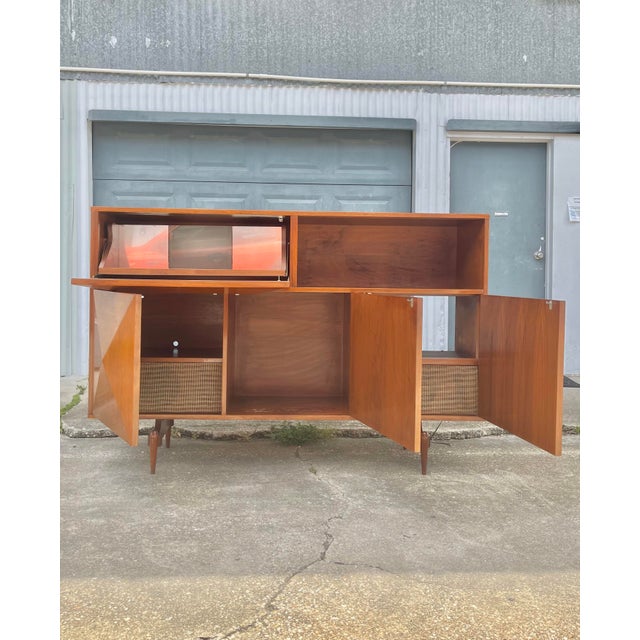 Italian Style Mid Century Modern Highboy Sideboard or Dry Bar For Sale - Image 4 of 12