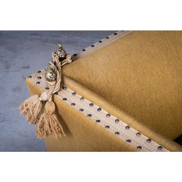 Vintage Green and Yellow Velvet Knole Sofa, 1950s For Sale - Image 11 of 16