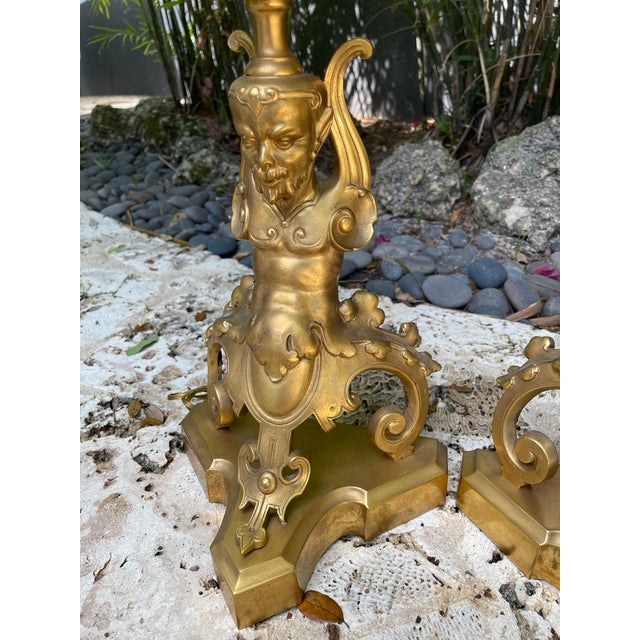 Metal 18th Century French Gilt Bronze Chenets Mounted as Lamps Circa 1750 - a Pair For Sale - Image 7 of 9