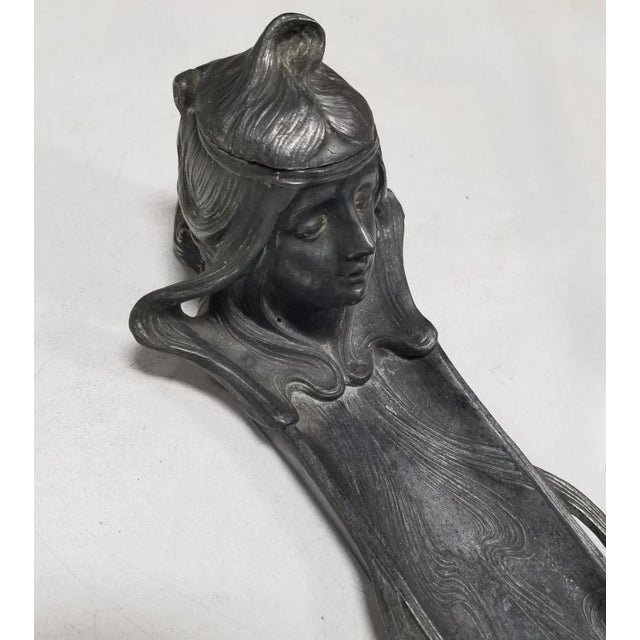 Early Century Art Nouveau Ink Well and Pen Holder For Sale - Image 4 of 8