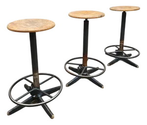 Vintage French Industrial Bar Stools, 1960s, Set of 3