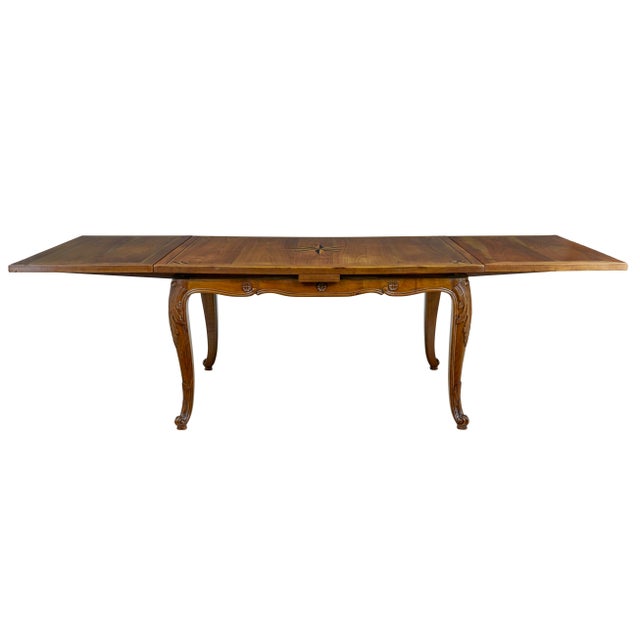 19th century french inlaid fruitwood extending dining table circa 1880. fine quality french farmhouse draw leaf dining...
