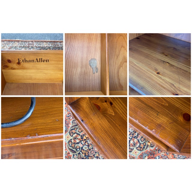 1980s Ethan Allen Country Craftsman Rustic Pine Media Shelving Unit With Drawer (19-9335) For Sale - Image 11 of 12