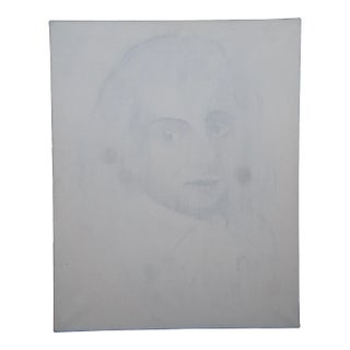 Late 20th Century Wolfgang Amadeus Mozart Portrait Oil Painting on Burlap Signed For Sale