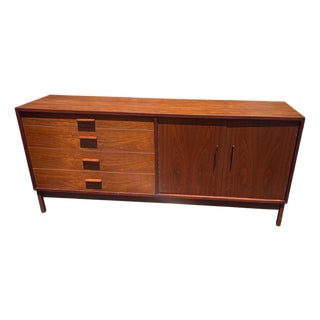 Richard Artschwager Studio Crafted Four Drawer Walnut Credenza Dresser, 1960s-Unsigned For Sale
