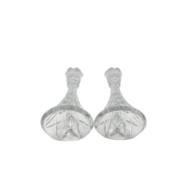 1980s Vintage DePlomb 24% Lead Crystal Candlestick Holders - Set of 2 For Sale - Image 5 of 12