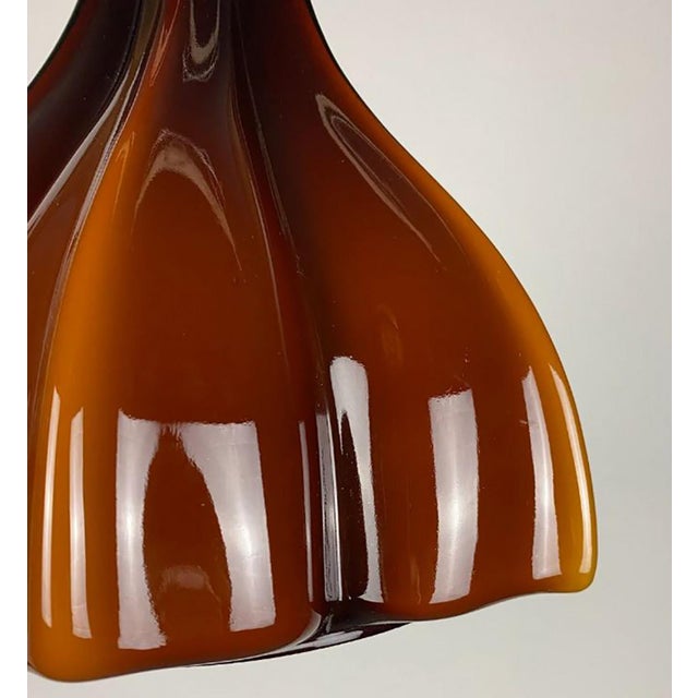 Flower Shaped Brown Opaque Glass Pendant from Peill & Putzler, 1970s For Sale - Image 4 of 18