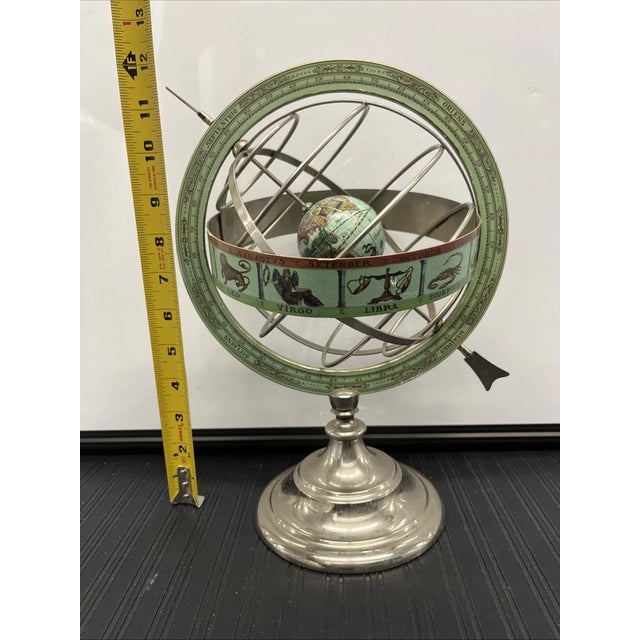 Metal Vintage MCM Zodiac Armillary Astrology Italian Old World Globe For Sale - Image 7 of 7
